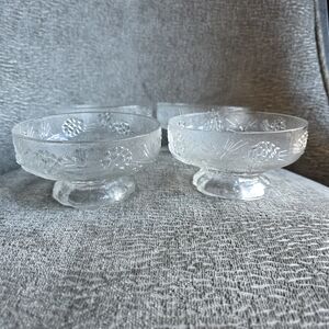 VTG Indiana Glass Tiara Ponderosa Rainbow Hue Clear Pine Cone Salad/Desert Bowls